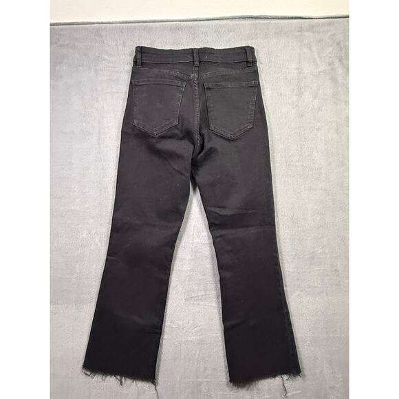 Zara‎ Women's Straight Leg Mini Flare Fray Hem Black Denim Jeans Size 6 - Picture 8 of 9